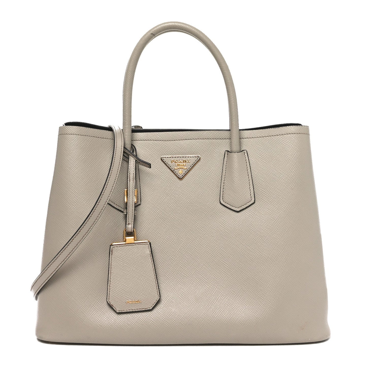 Prada Saffiano Cuir Double Leather Bag - Pomice
