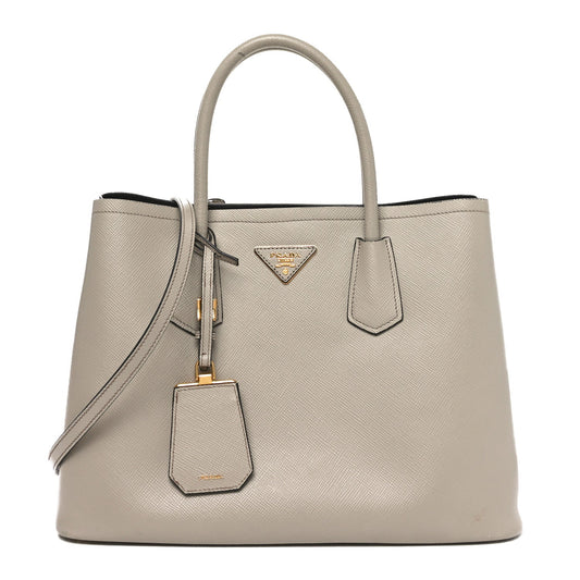 Prada Saffiano Cuir Double Leather Bag - Pomice