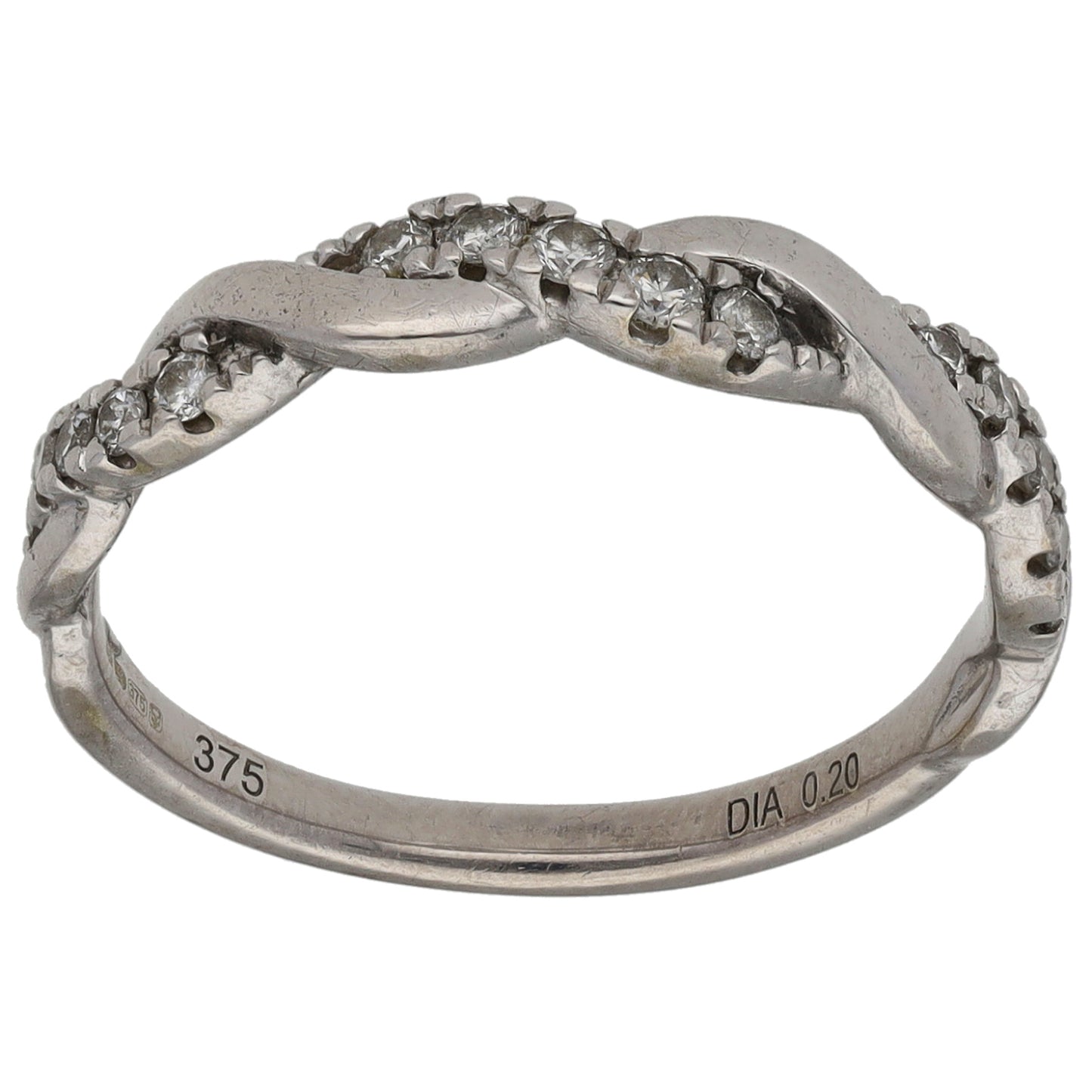 9ct Gold 0.20ct Diamond Half Eternity Ring Size L