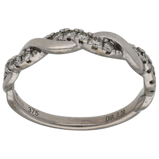 9ct Gold 0.20ct Diamond Half Eternity Ring Size L