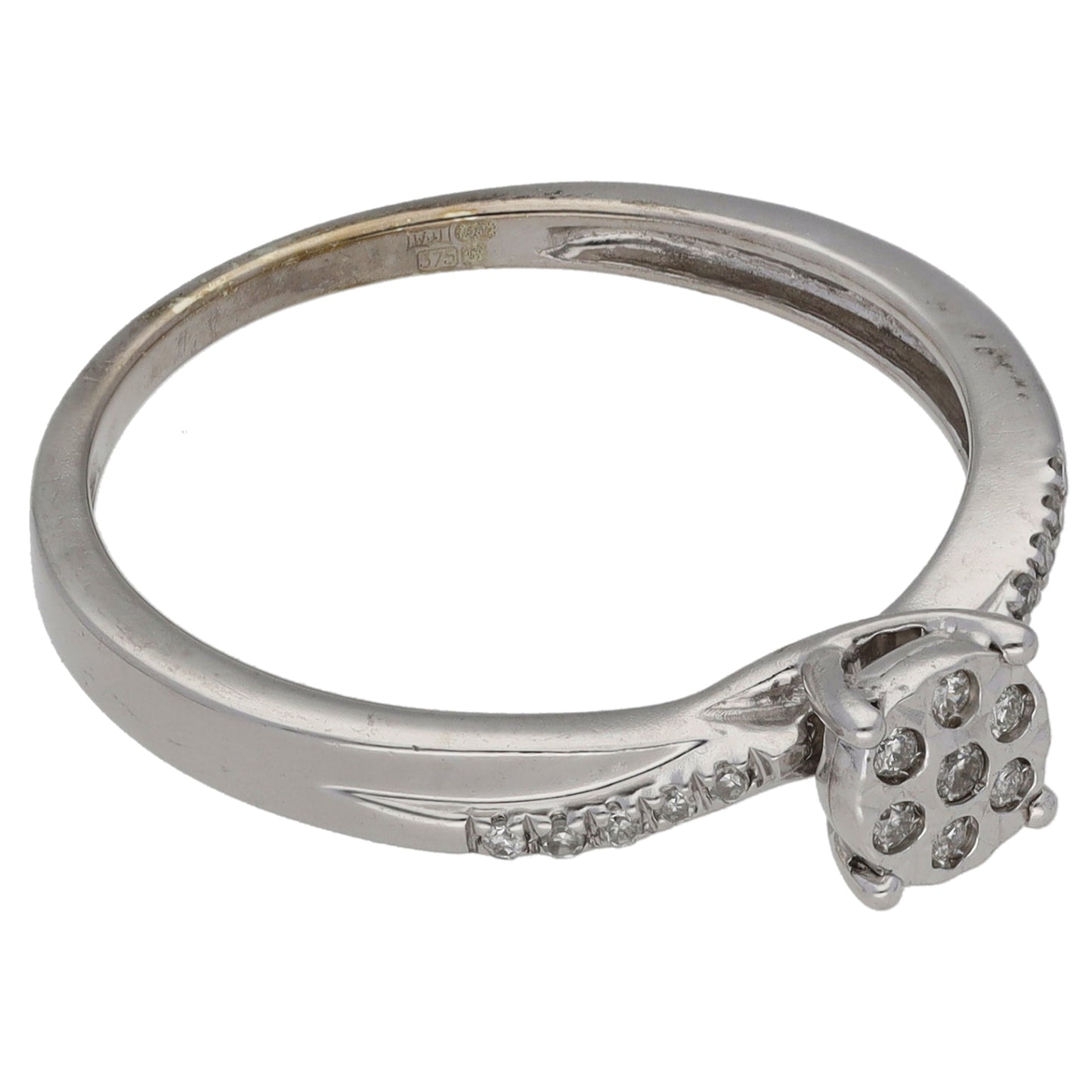 9ct White Gold 0.12ct Diamond Cluster Ring Size P