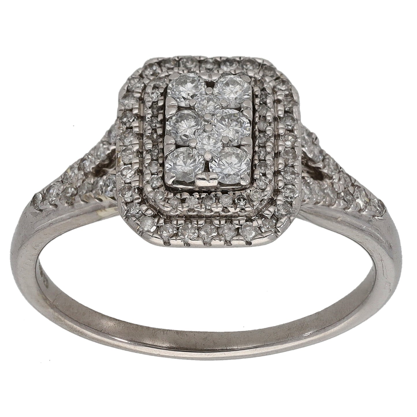 9ct White Gold 0.50ct Diamond Cluster Ring Size O