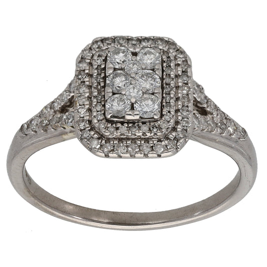 9ct White Gold 0.50ct Diamond Cluster Ring Size O