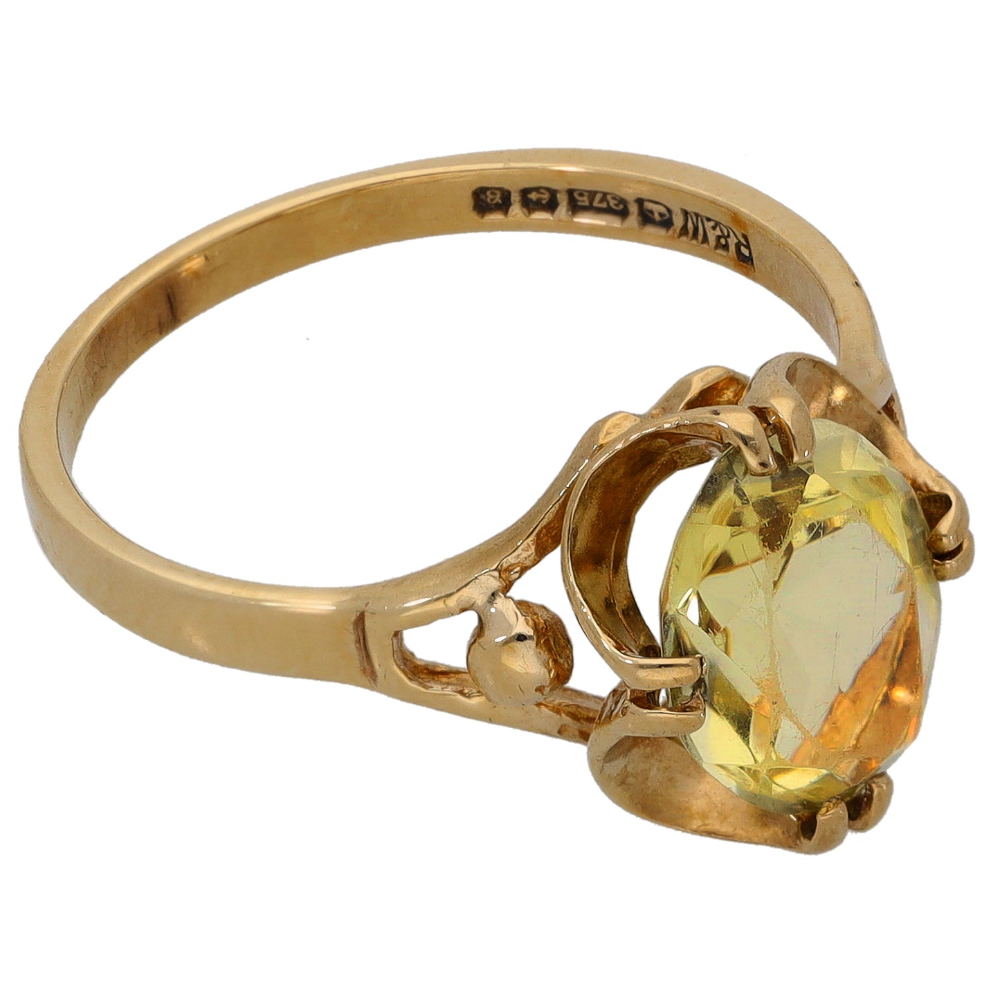 9ct Gold Citrine Single Stone Ring Size P