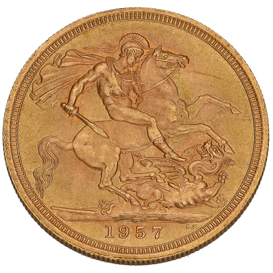 22ct Gold Queen Elizabeth II Full Sovereign Coin 1957
