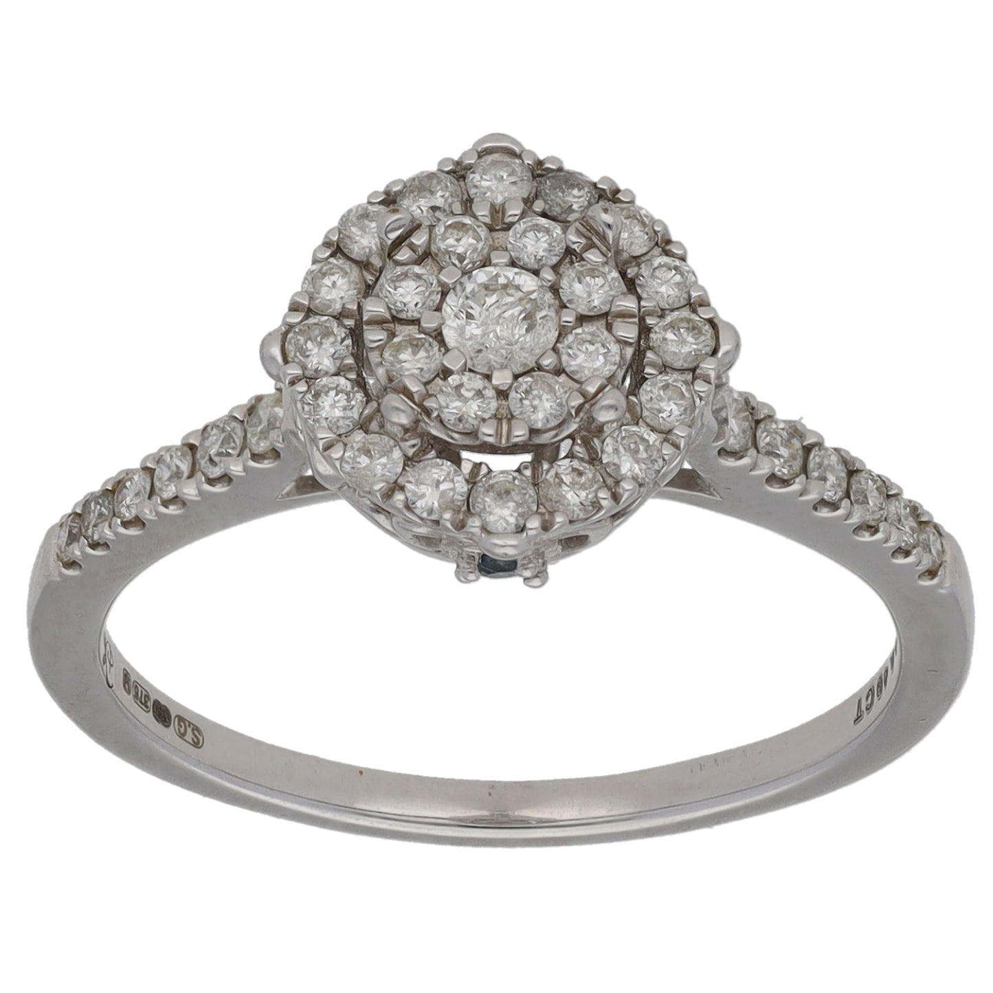 9ct White Gold 0.40ct Diamond Disney Cluster Ring Sizes N