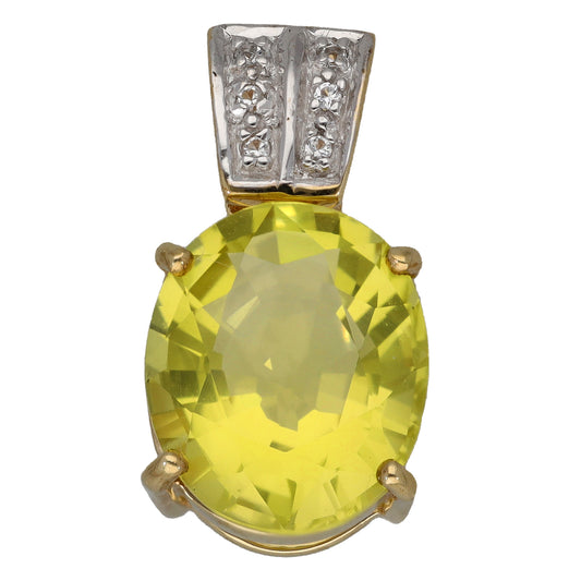9ct Gold Citrine & Imitation Dress/Cocktail Pendant