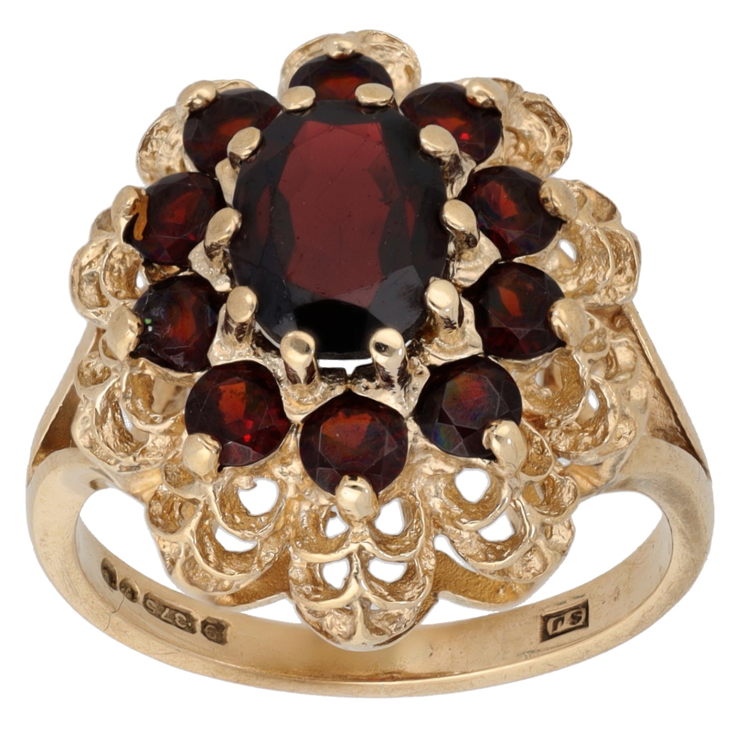 9ct Gold Garnet Dress/Cocktail Ring Size K