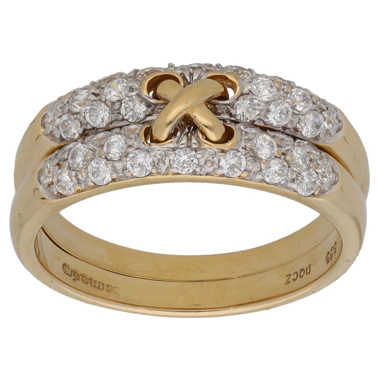 14ct Gold Cubic Zirconia Dress/Cocktail Ring Size M