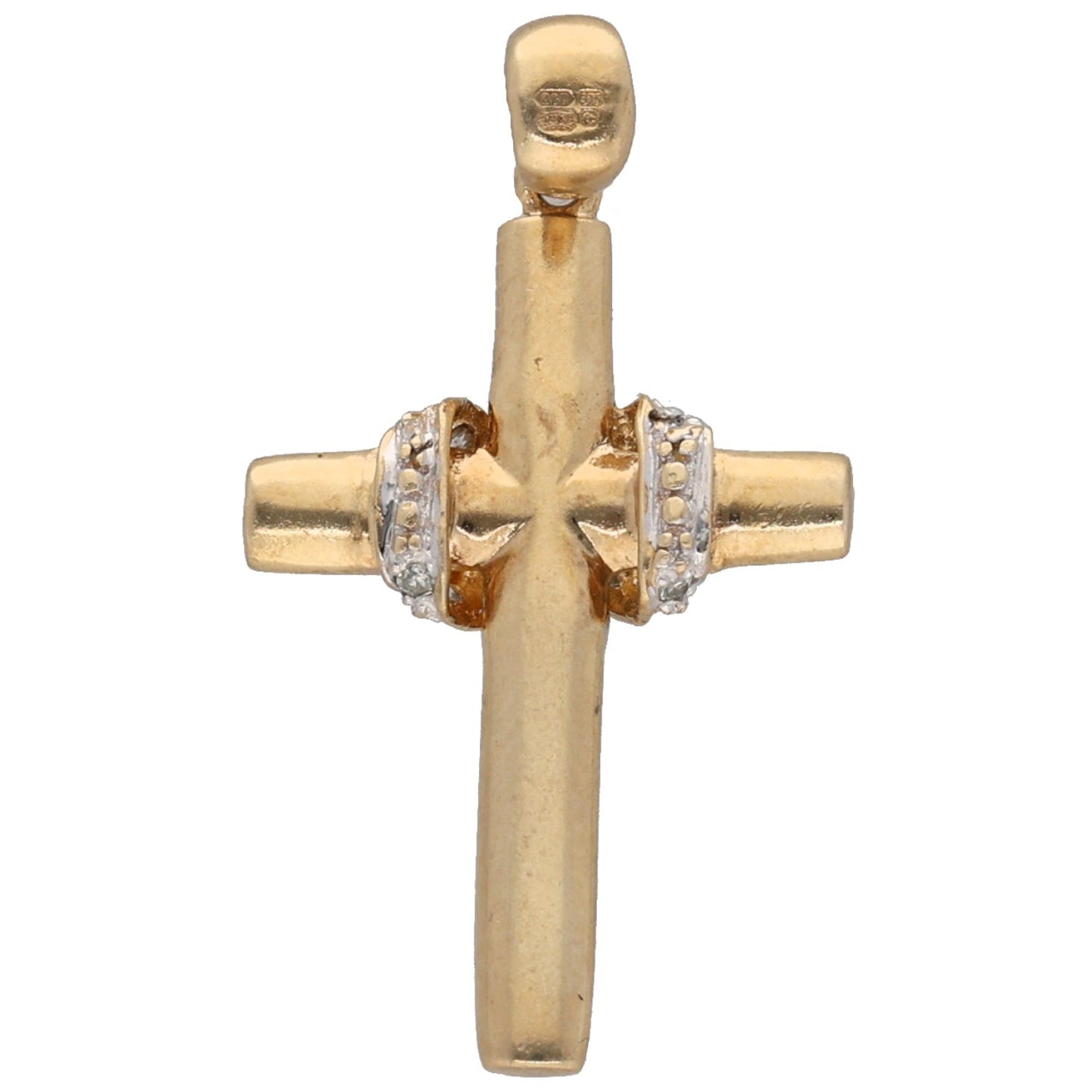9ct Bicolour Gold 0.075ct Diamond Cross Pendant