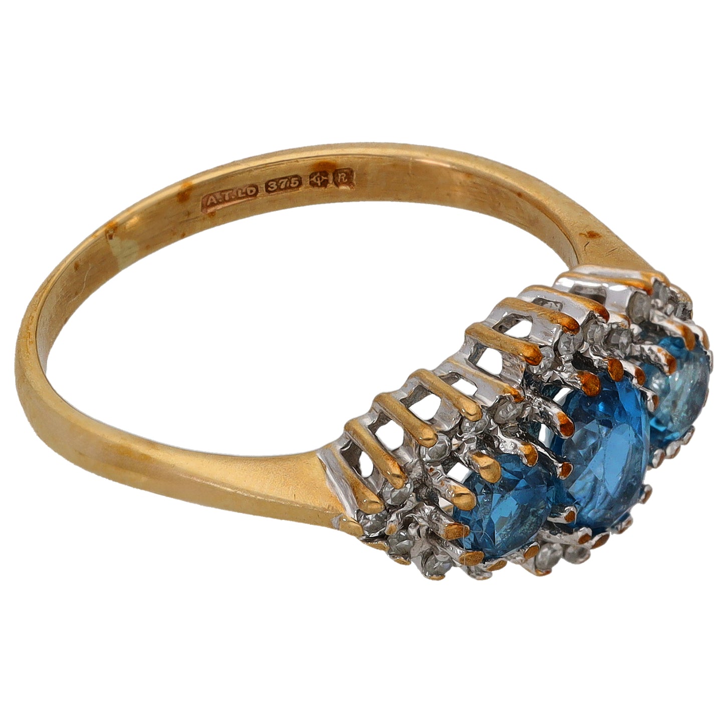 9ct Gold Topaz & 0.13ct Diamond Dress/Cocktail Ring Size N