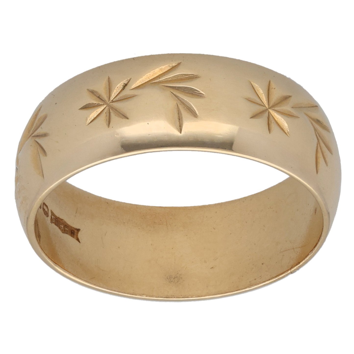 9ct Gold Patterned Wedding Ring Size O