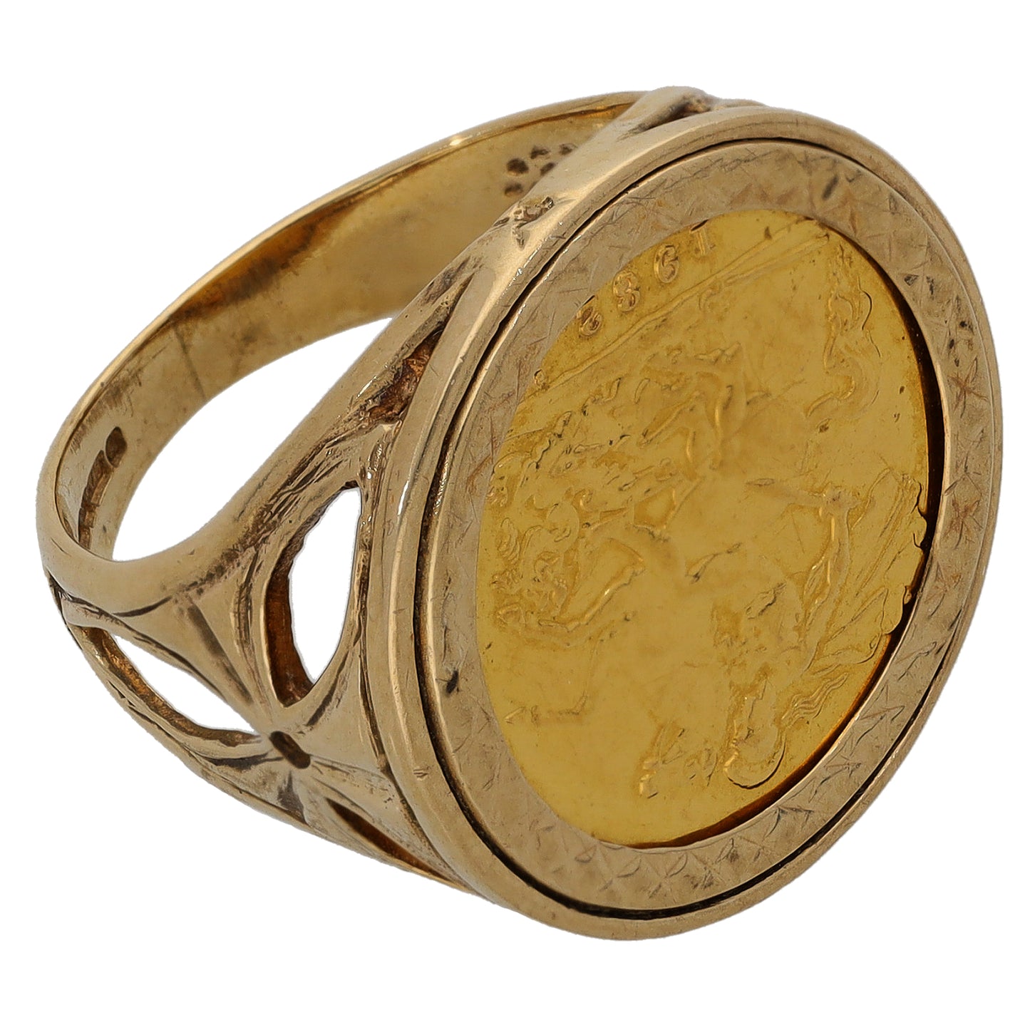 9ct Gold Half Sovereign Coin Ring Size O