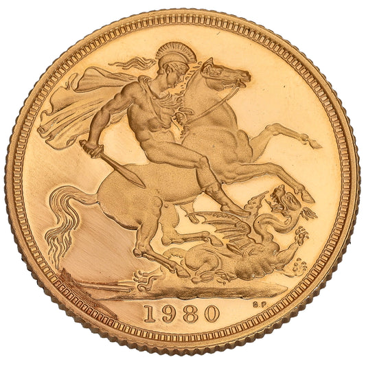 22ct Gold Queen Elizabeth II Full Sovereign Coin 1980