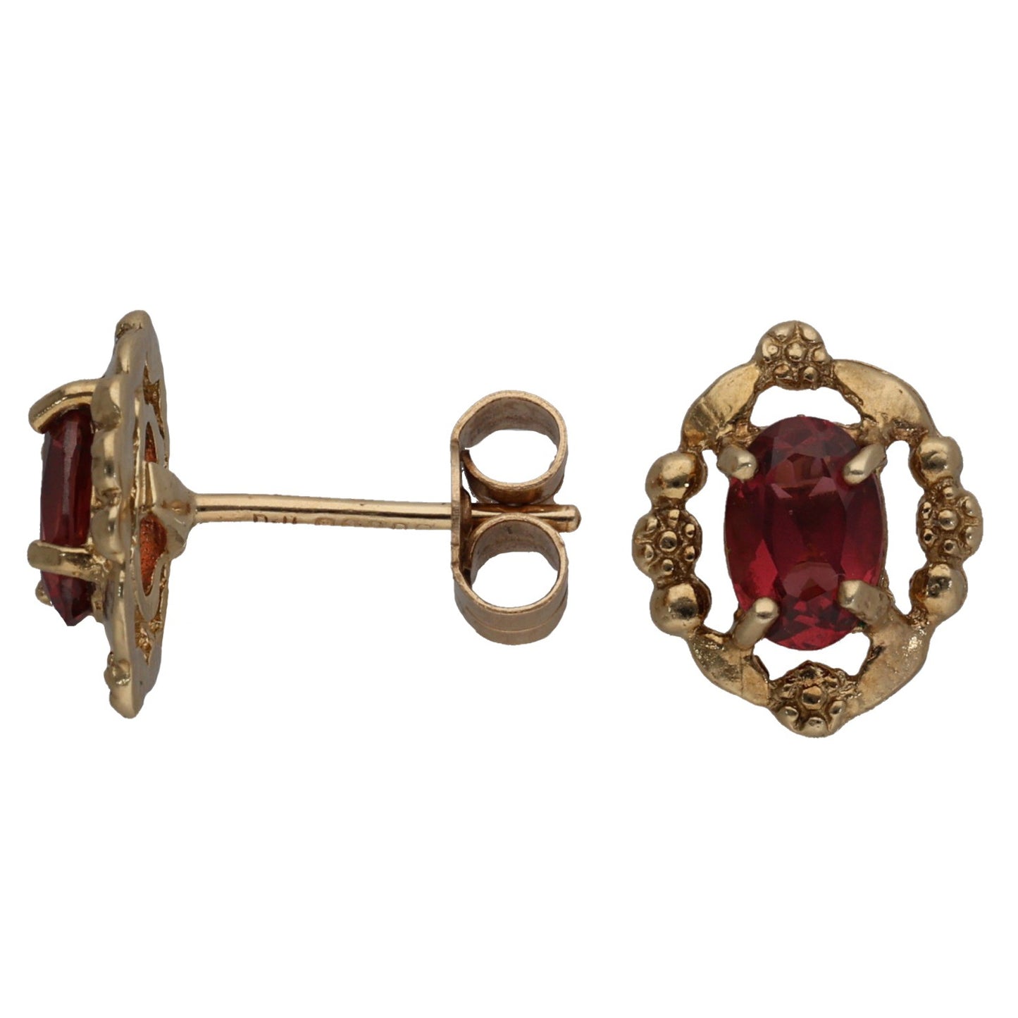 9ct Gold Garnet Single Stone Earring