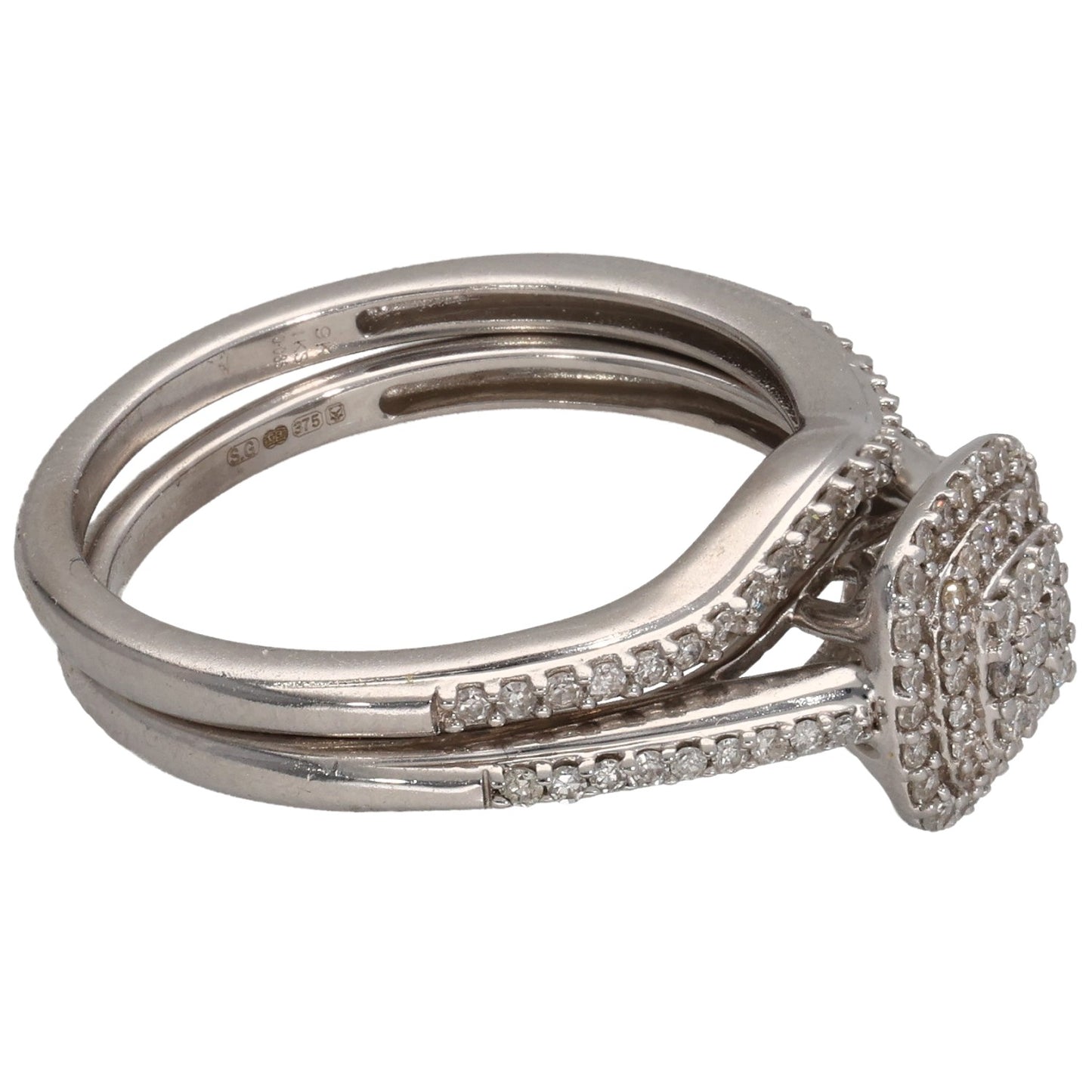 9ct White Gold 0.33ct Diamond Ring Set Size O