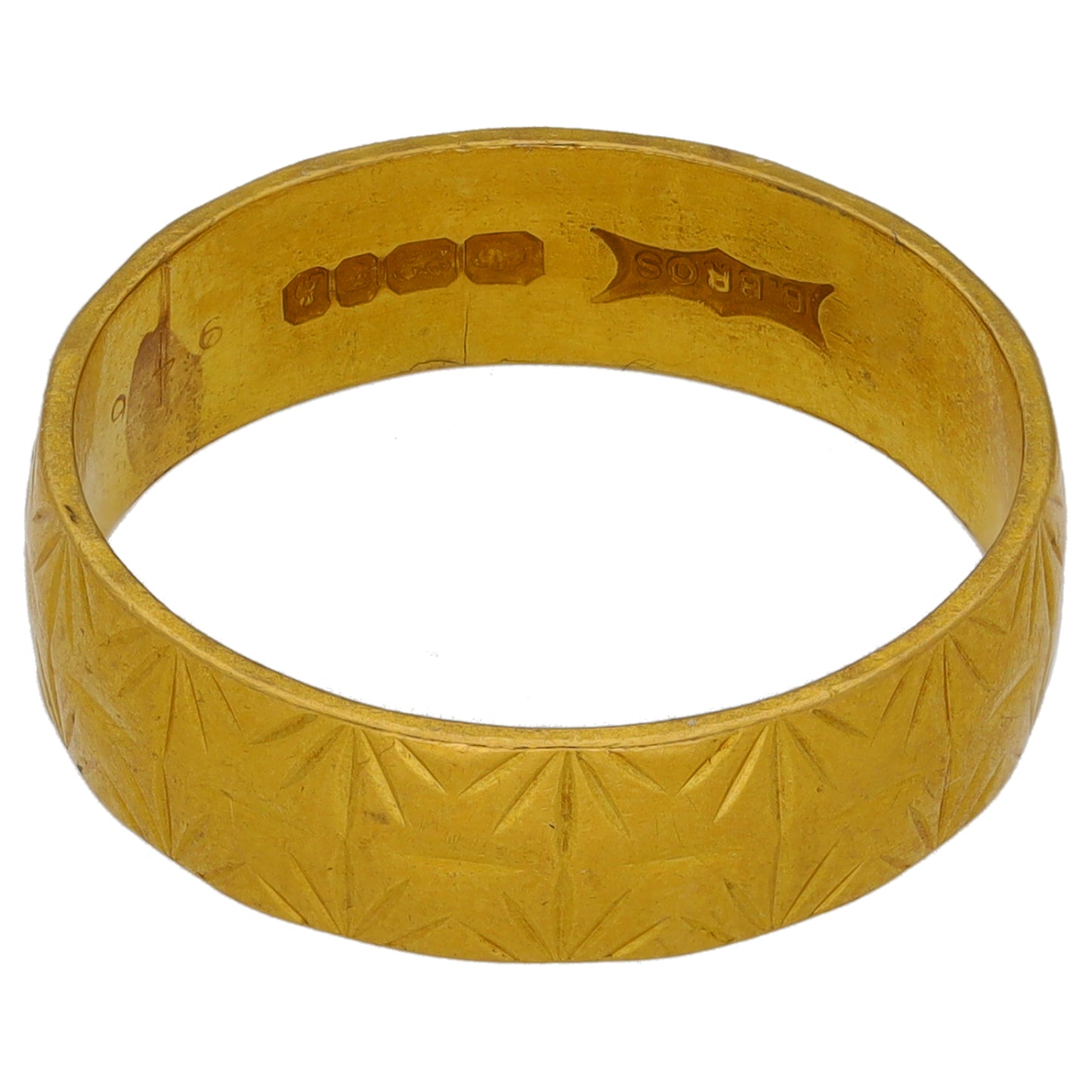 22ct Gold Patterned Wedding Ring Size P