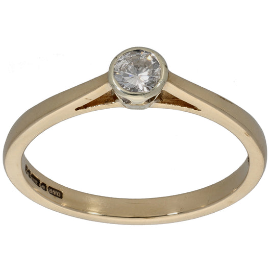 9ct Gold 0.23ct Diamond Solitaire Ring Size N