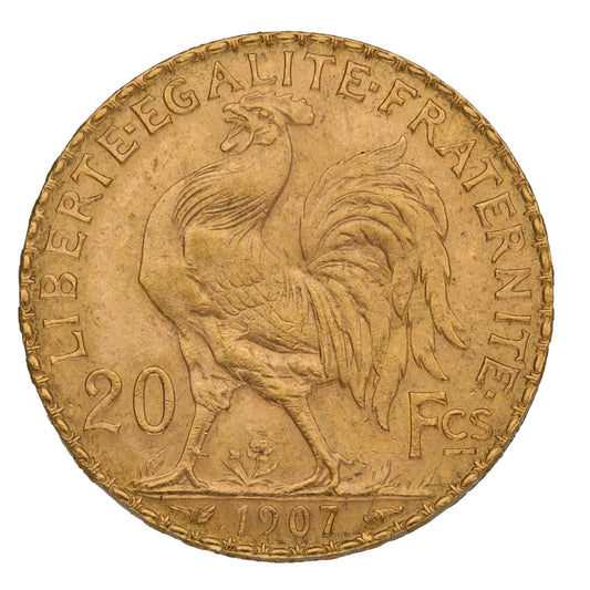 22ct Gold French 20 Francs Coin 1907