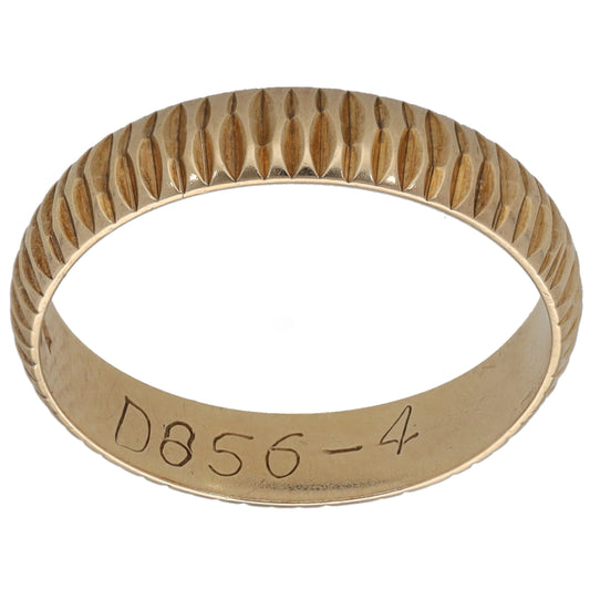 9ct Gold Patterned Wedding Ring Size M