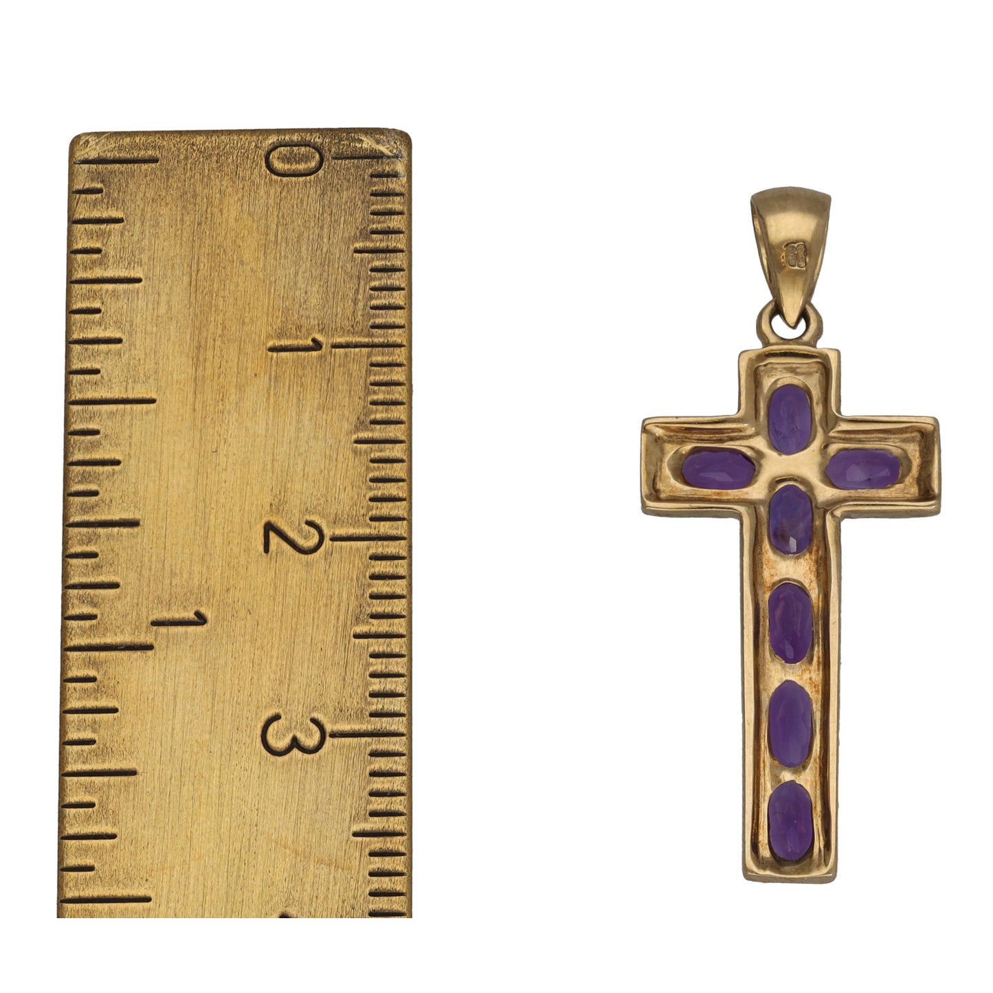 9ct Gold Amethyst Cross Pendant