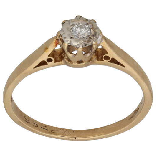 9ct Gold 0.05ct Diamond Solitaire Ring Size N