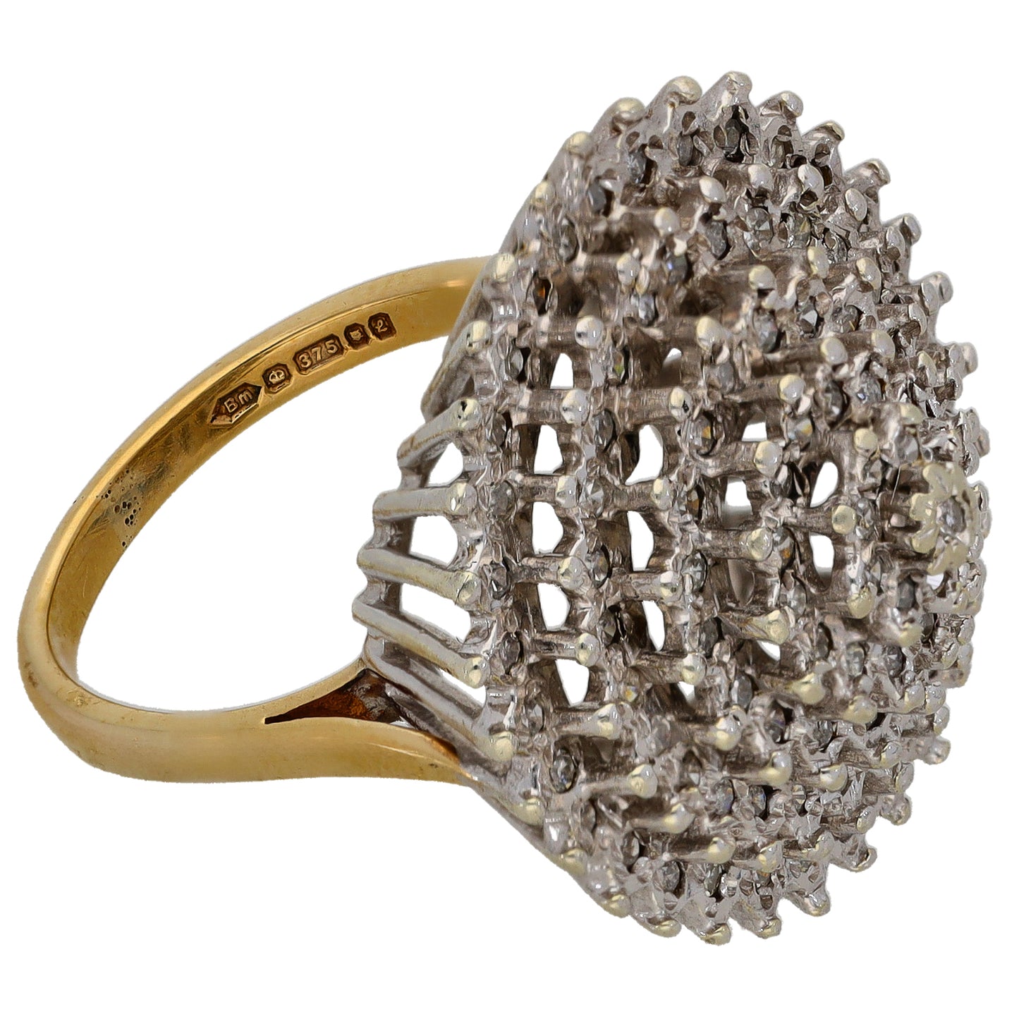 9ct Gold 1.00ct Diamond Cluster Ring Size L