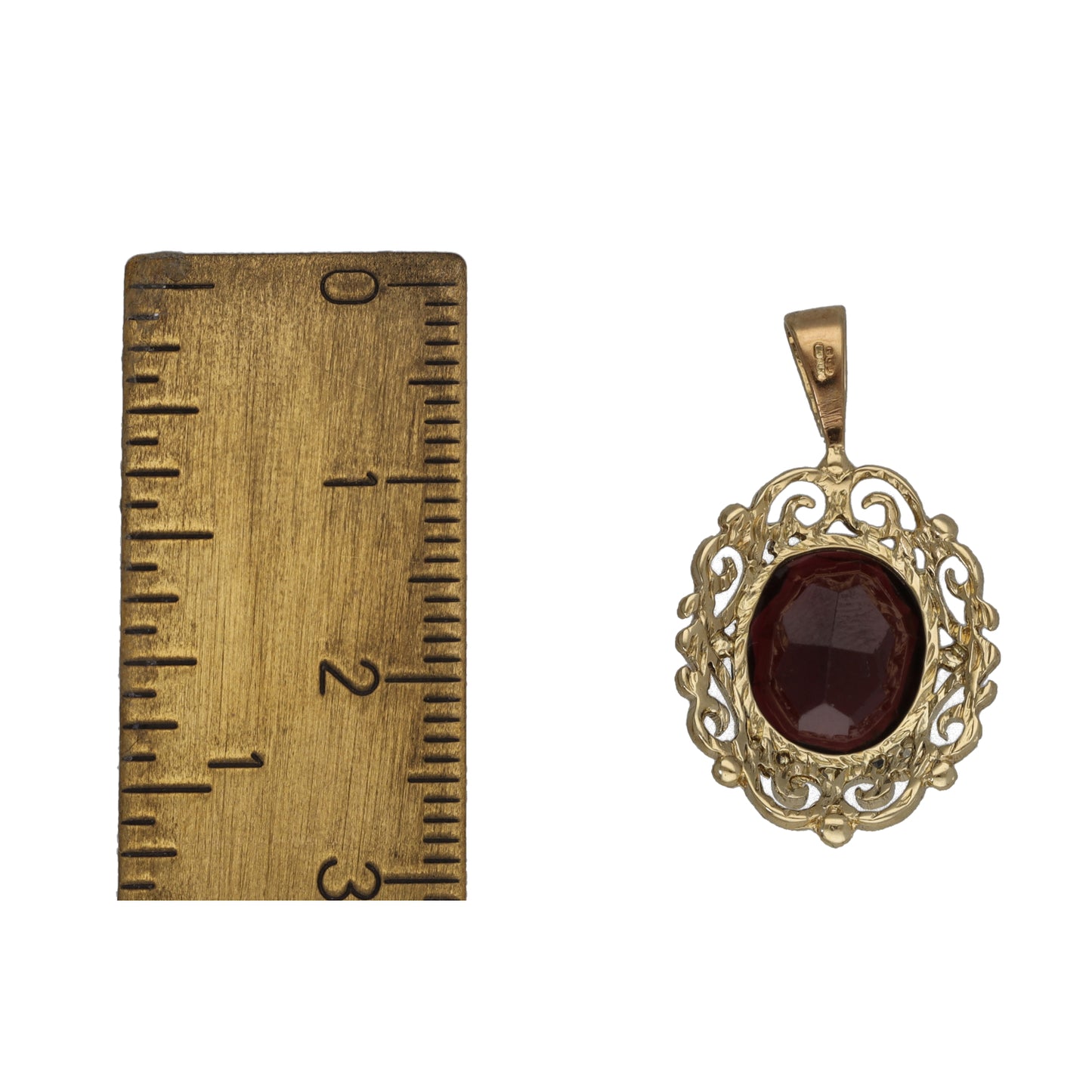 9ct Gold Garnet Earrings & Pendant Set