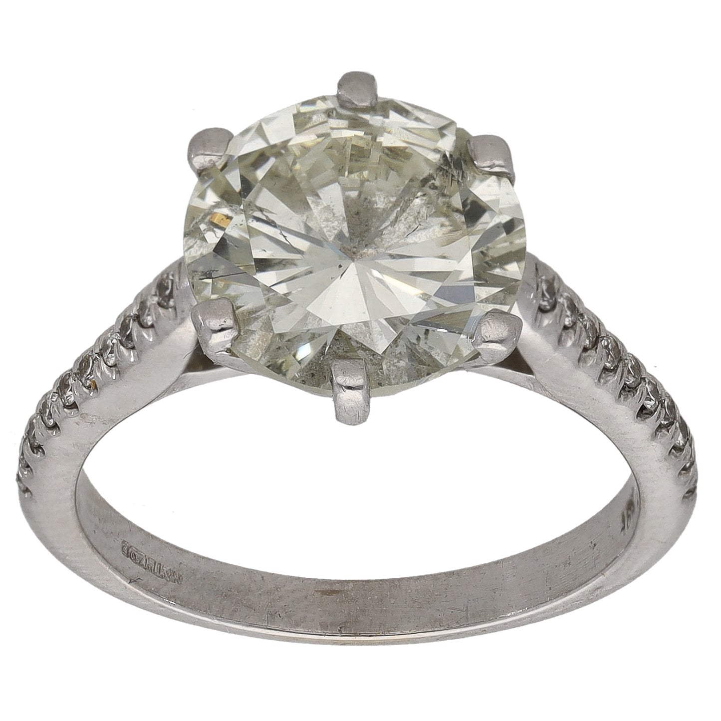 18ct White Gold 4.05ct Diamond Solitaire Ring With Accent Stones Size N