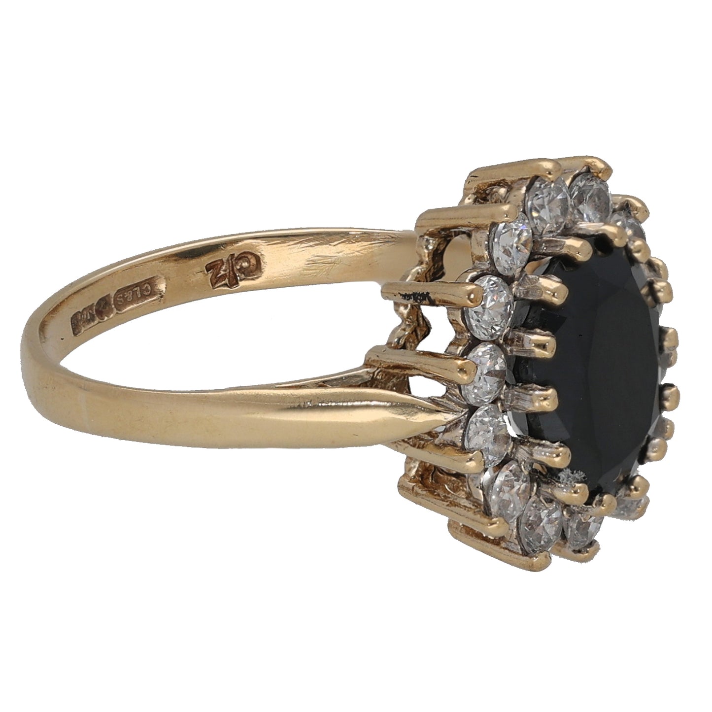 9ct Gold Sapphire & Cubic Zirconia Dress/Cocktail Ring Size L
