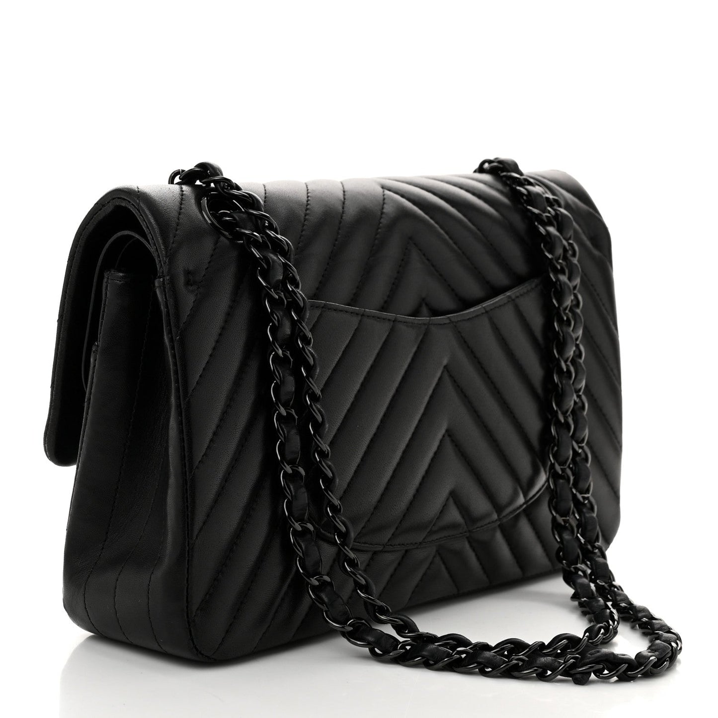 Chanel Classic Double Flap Lambskin Leather Bag - Black
