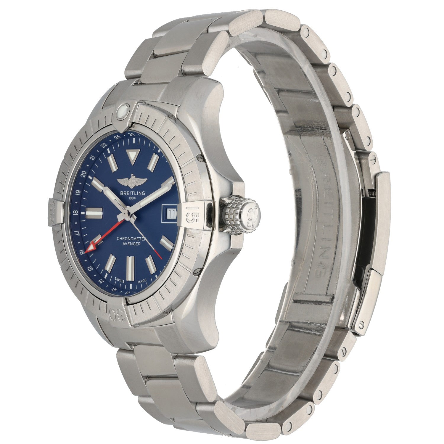 Breitling Avenger II A32395, blue dial stiainless steel case and bracelet