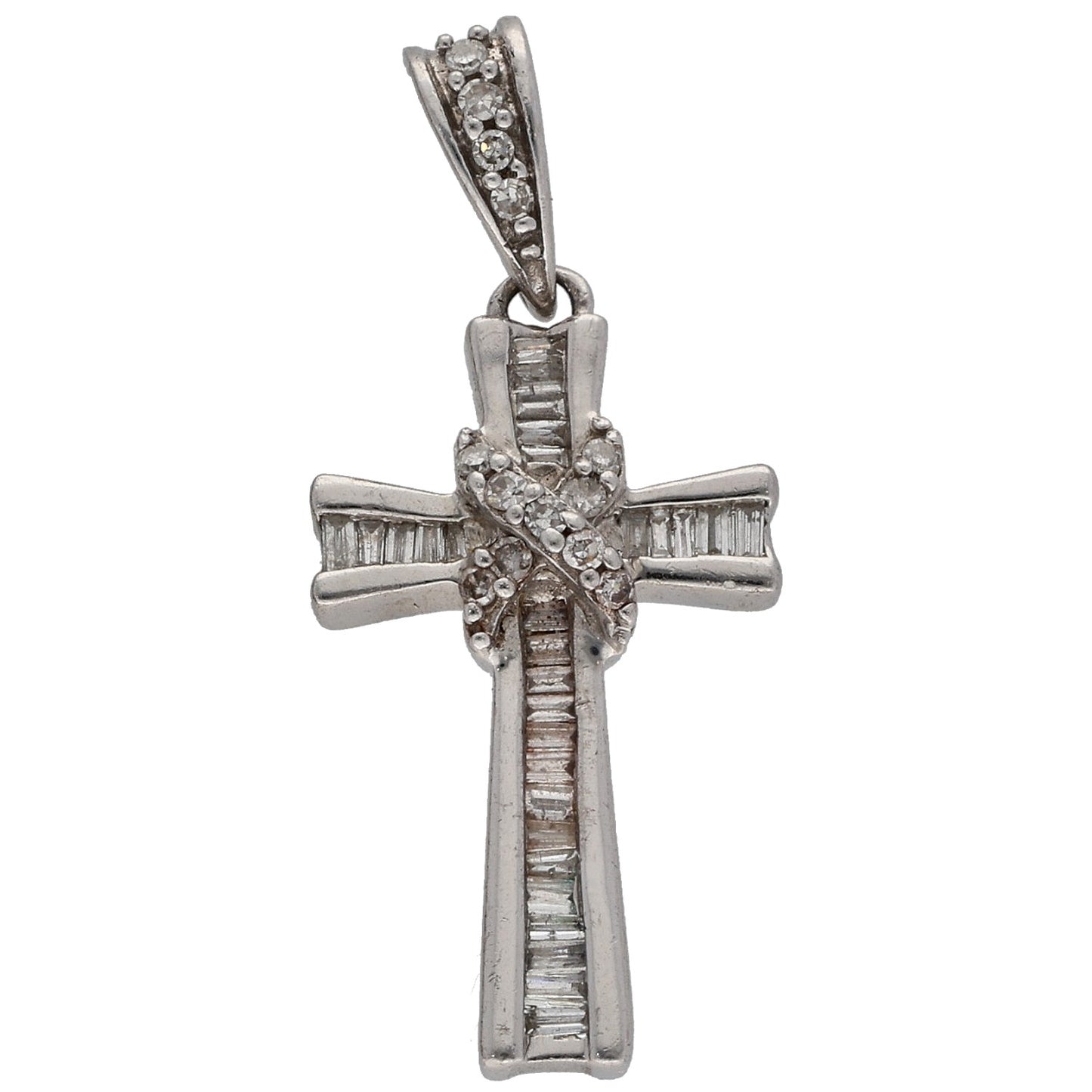 Sterling Silver 0.665ct Diamond Cross Pendant