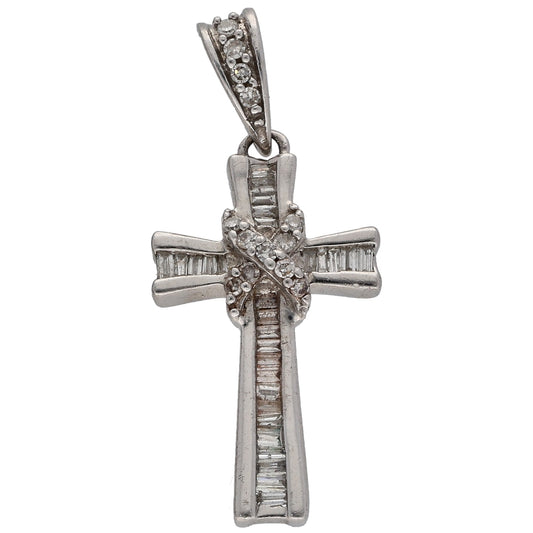 Sterling Silver 0.665ct Diamond Cross Pendant