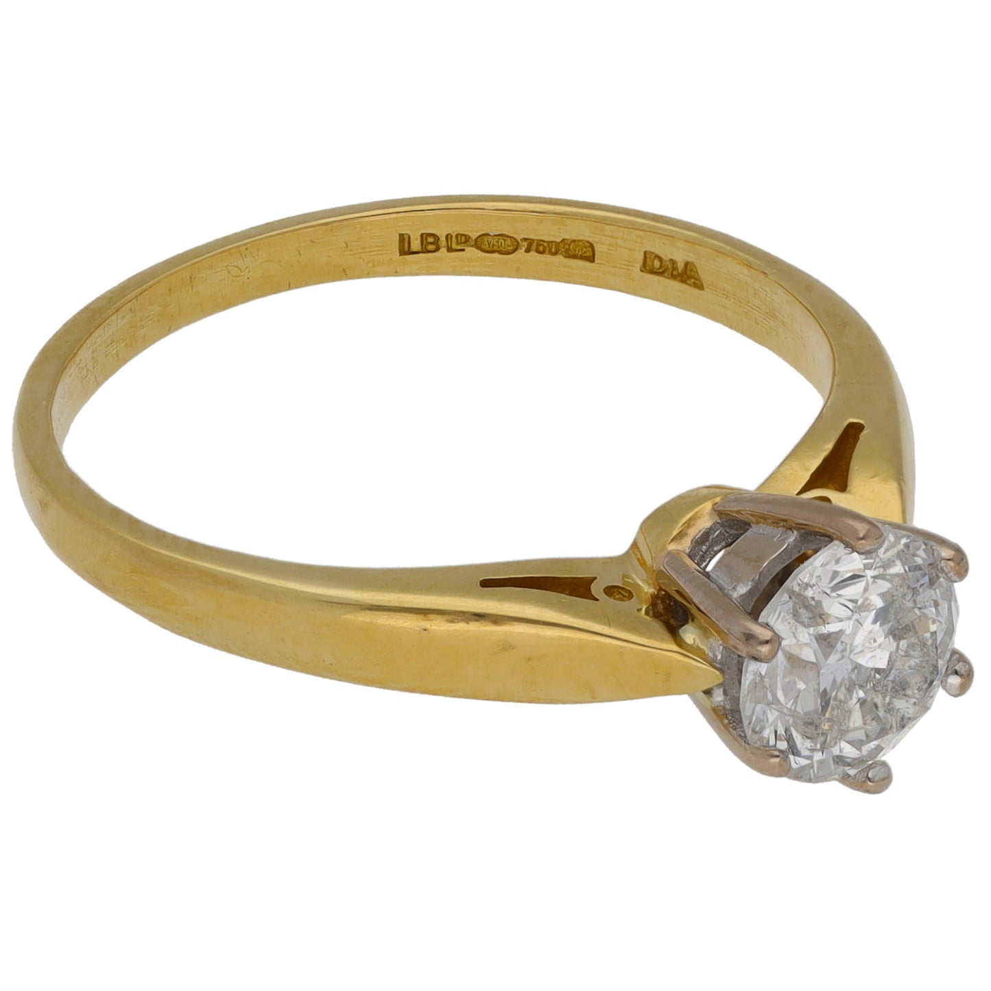 18ct Gold 0.75ct Diamond Solitaire Ring Size M
