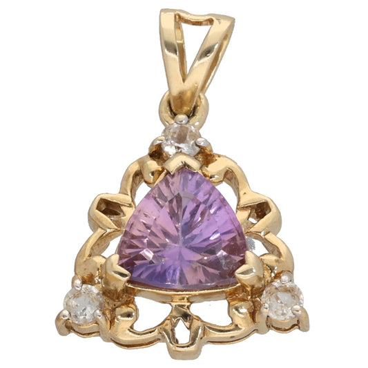 9ct Gold Amethyst & White Topaz Dress/Cocktail Pendant