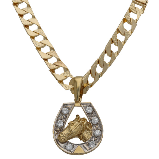 9ct Gold Cubic Zirconia Alternative Pendant With Chain