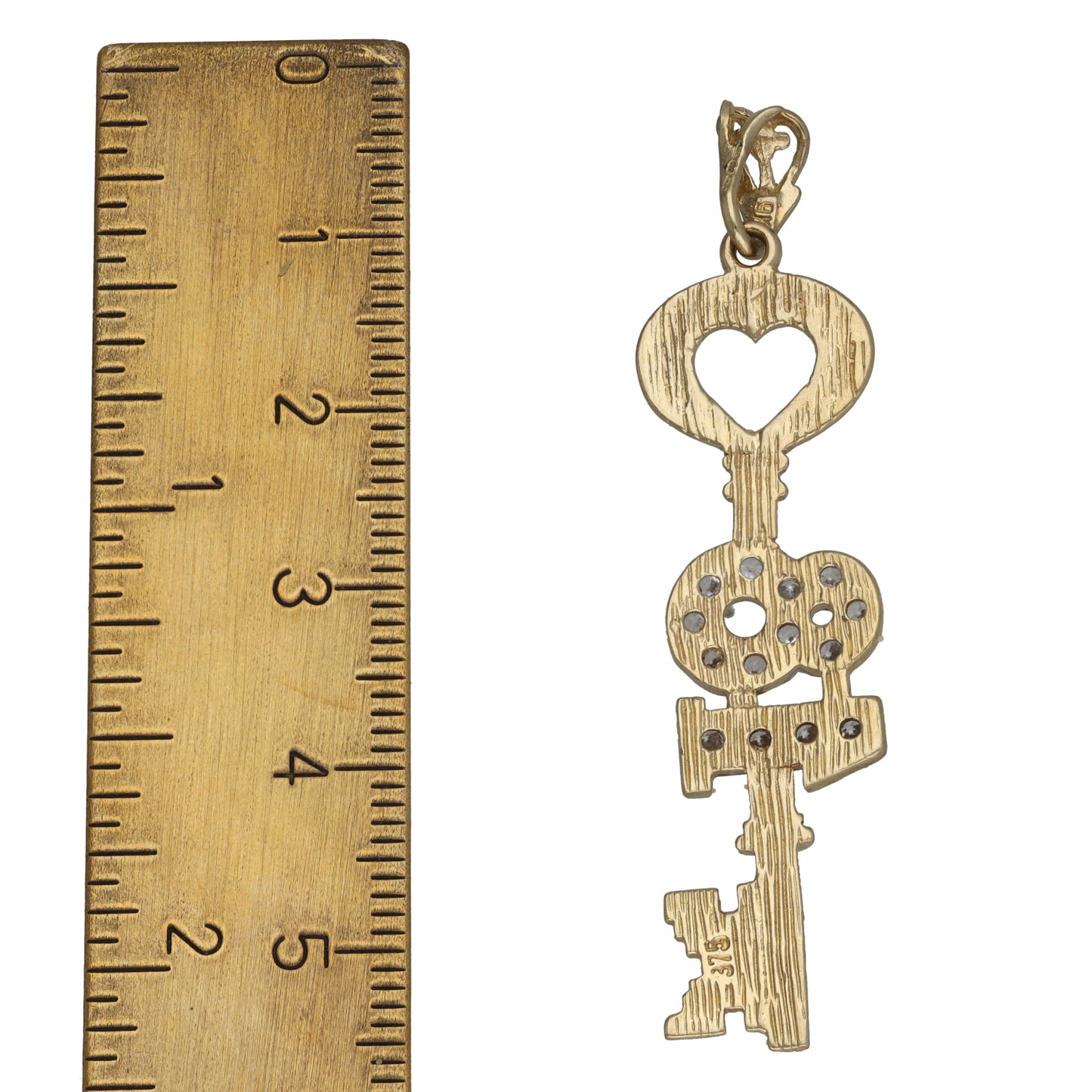 9ct Gold Cubic Zirconia Key Pendant