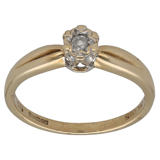9ct Gold 0.05ct Diamond Solitaire Ring Size M