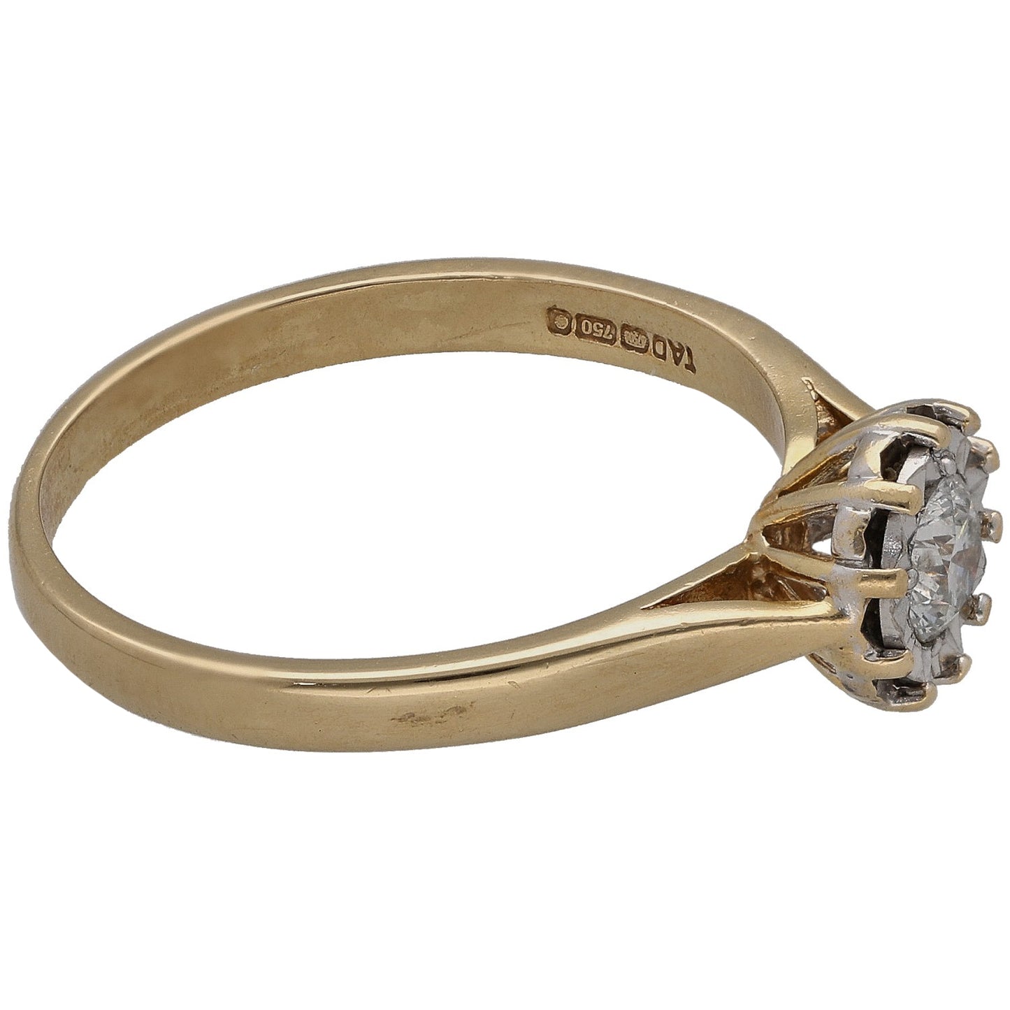 18ct Gold 0.30ct Diamond Solitaire Ring Size O