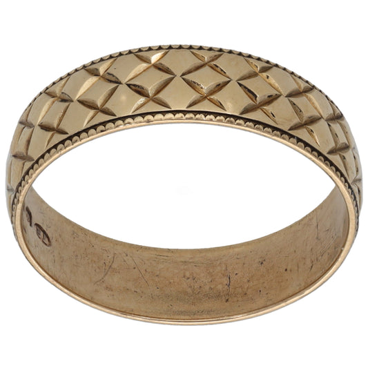9ct Gold Patterned Wedding Ring Size M