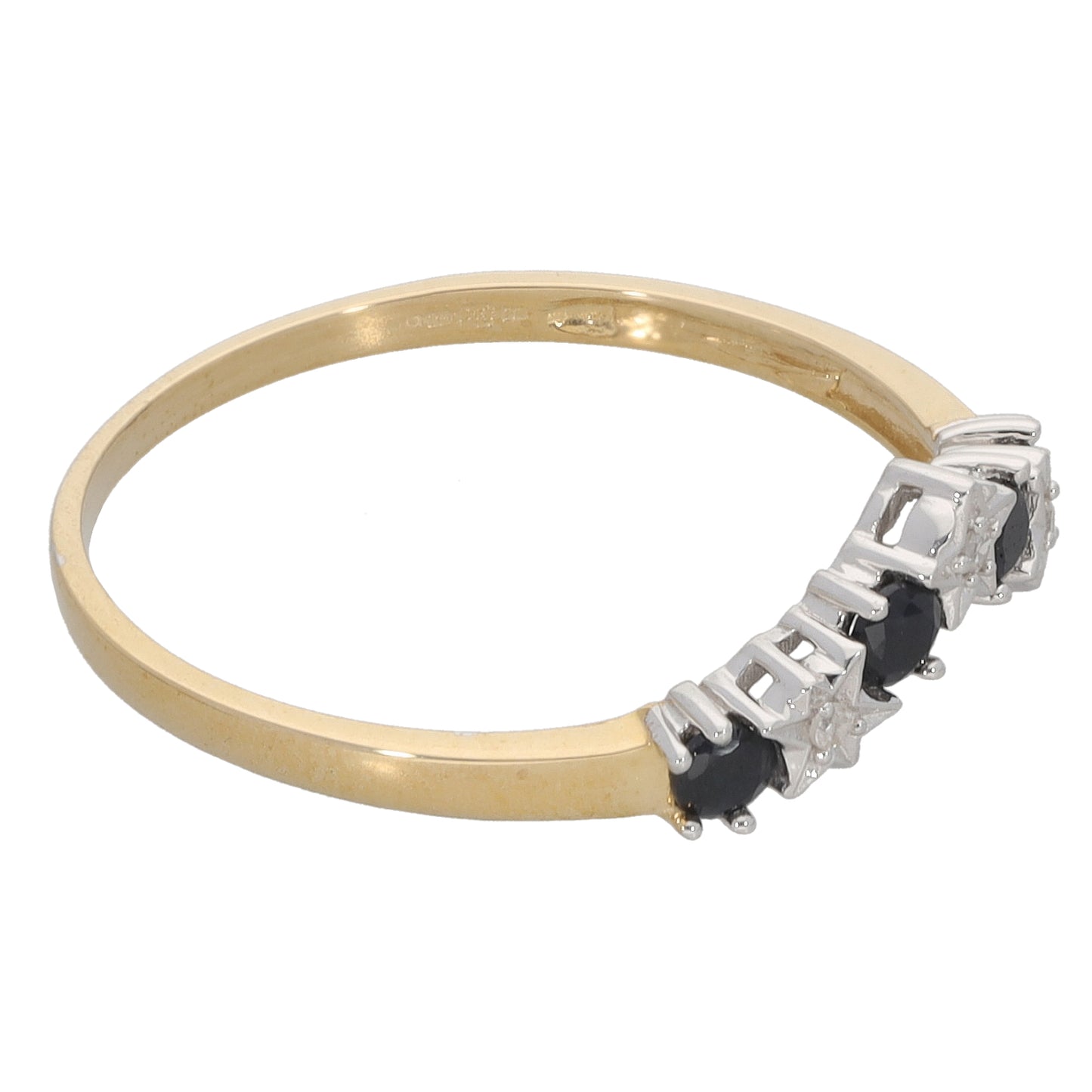 New 9ct Gold Diamond & Sapphire Wishbone Ring Size N-R