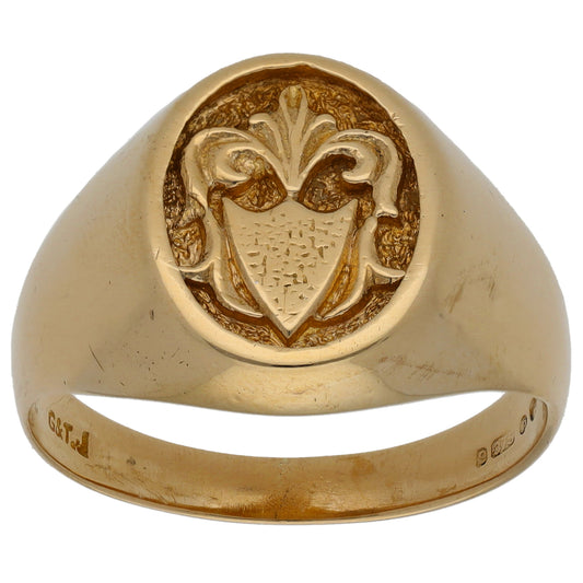 9ct Gold Crest/Emblem Signet Ring Size W