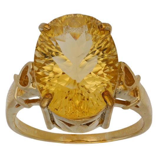 9ct Gold Quartz Single Stone Ring Size S