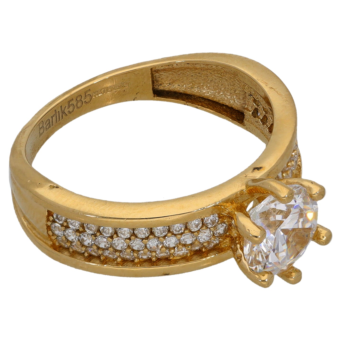 14ct Gold Cubic Zirconia Dress/Cocktail Ring Size P