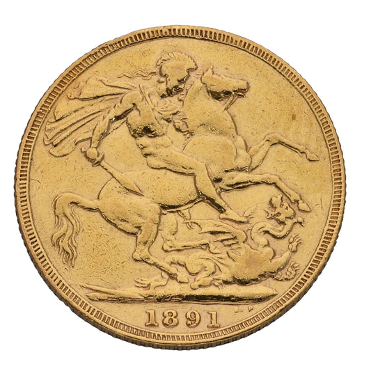 22ct Gold Queen Victoria Full Sovereign Coin 1891
