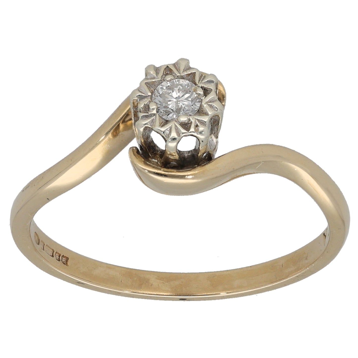 9ct Gold 0.07ct Diamond Solitaire Ring Size Q
