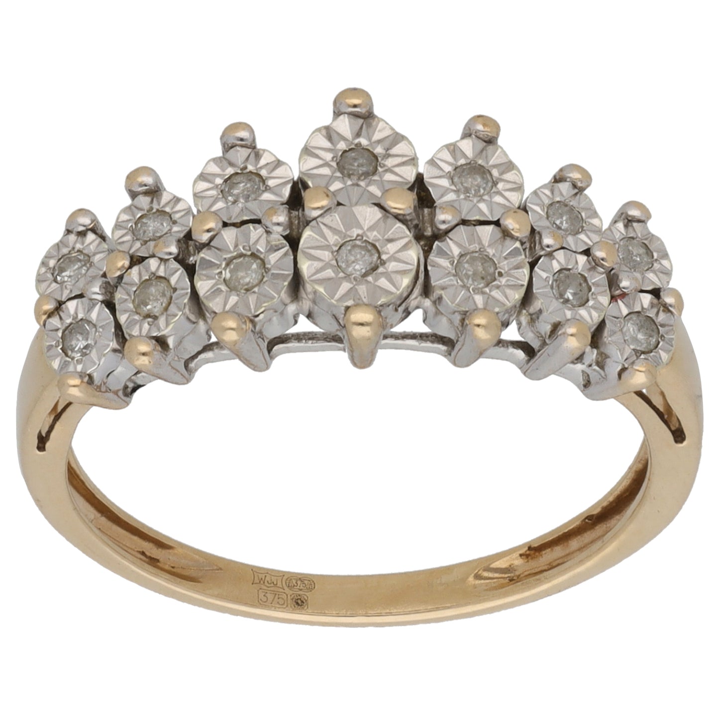 9ct Gold 0.10ct Diamond Dress/Cocktail Ring Size N