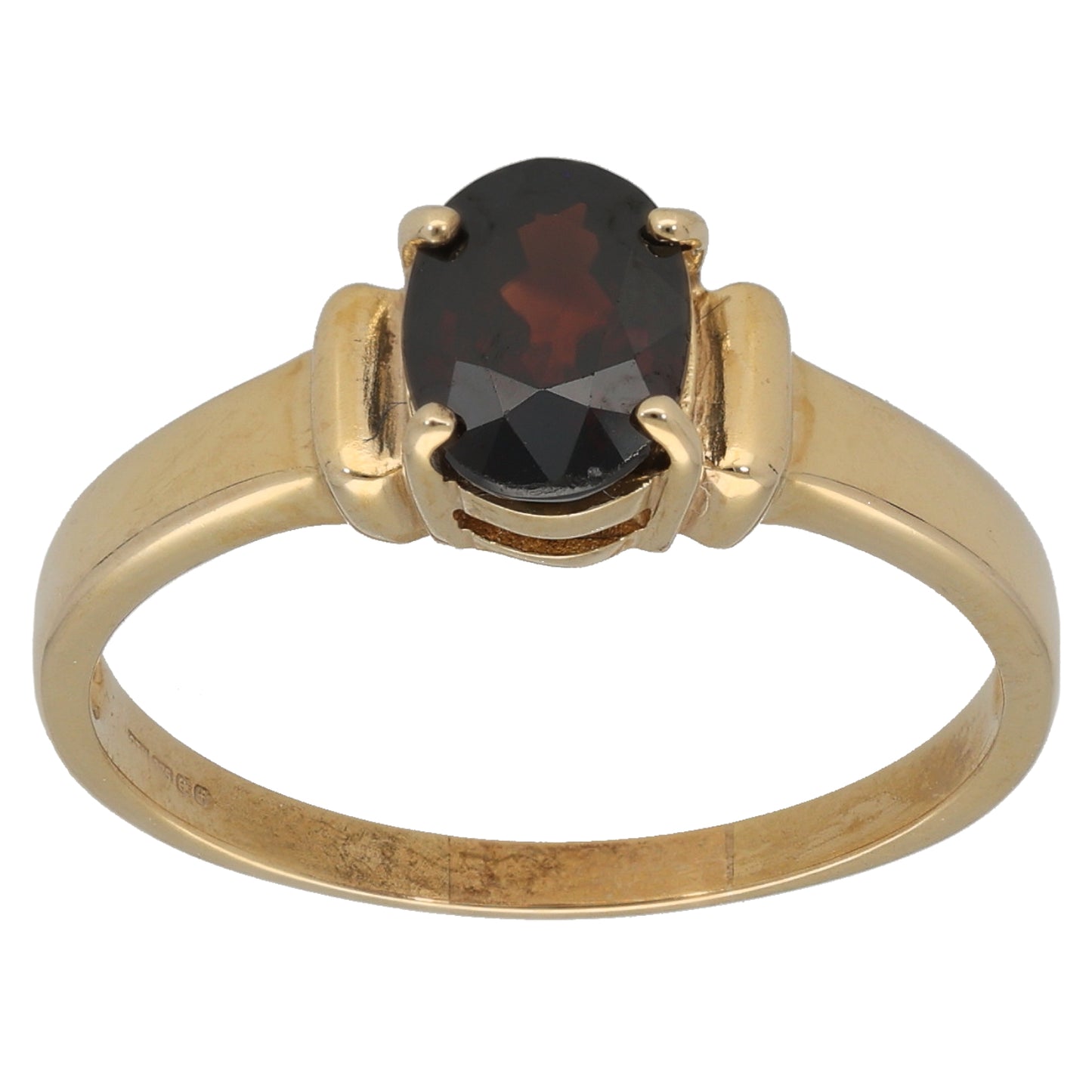 9ct Gold Garnet Single Stone Ring Size T