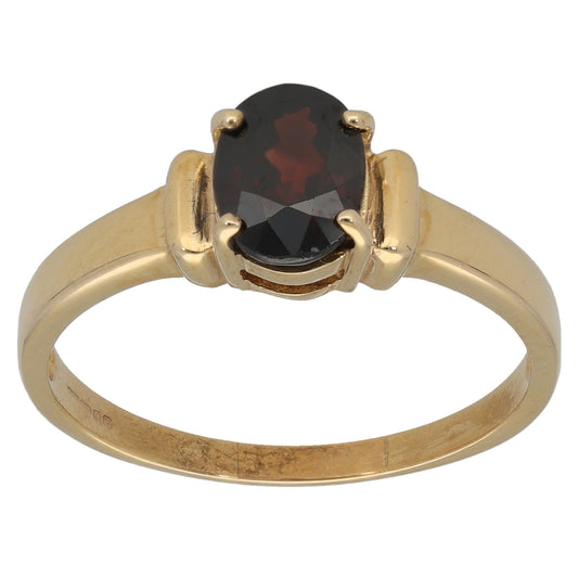 9ct Gold Garnet Single Stone Ring Size T